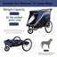 2-in-1 Bike Trailer & Push Cart for Pets - Detachable Bike Hitch & Push Handle Included - Quick Release Wheel, Internal Leash, Dual Cup Pockets and Underneath Storage Bag,  Holds Pets Up to 100 lbs