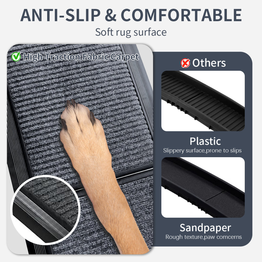 Dog Ramp for Car, 63" Long & 17" Wide Folding Portable Pet Stair Ramp with Non-Slip Rug Surface, Extra Wide Dog Steps for Medium & Large Dogs Up to 250LBS Enter a Car, SUV & Truck