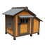 45"large solid wood dog house, waterproof PVC plastic roof, breathable wooden doors