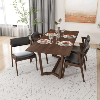 Marina Solid Wood Dining Table In Brown and 4 Side Chairs