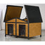 Large Outdoor Wooden Dog House with Dual Doors, Waterproof Asphalt Roof & Lift-Up Top, Fir Wood Dog Shelter for Medium to Large Dogs (Black & Natural Finish)