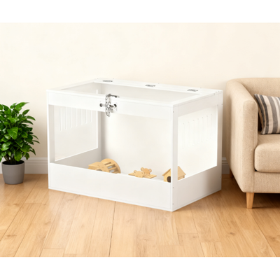 Pet Cage with Openable Top & Lock, Hut,  Accessories,  White