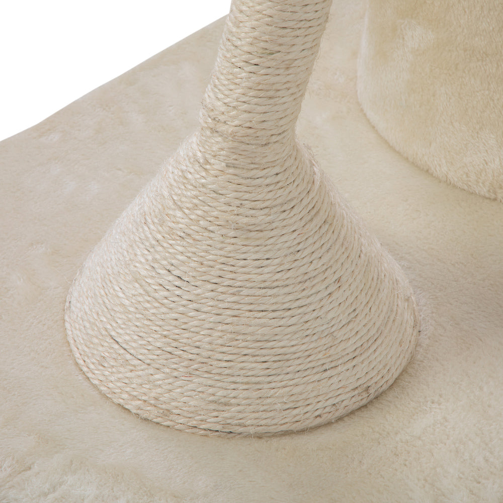 Flower-Shaped Cat Tree, with Blooming Platforms Bed, Condo, and Dangling Toys, Multi-Level Cat Tower for Indoor Cats, Modern, Pink & Beige