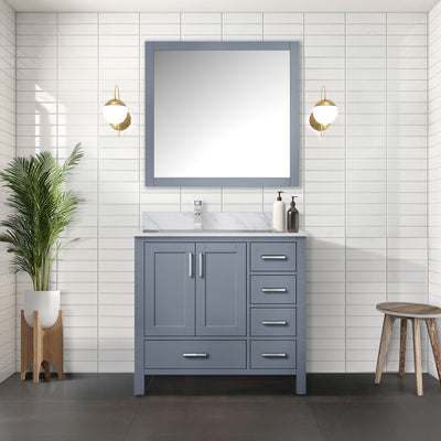 Dark Grey Bath Vanity 36 in. W x 22 in. D, Left Offset and 34 in. Mirrors