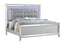 Queen Size Upholstered LED Bed made with wood in Silver Color