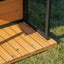 Dog Kennel House Outdoor Dog House Wooden Raised Pet Kennel with Asphalt Roof, Front Door, Side Window, Porch