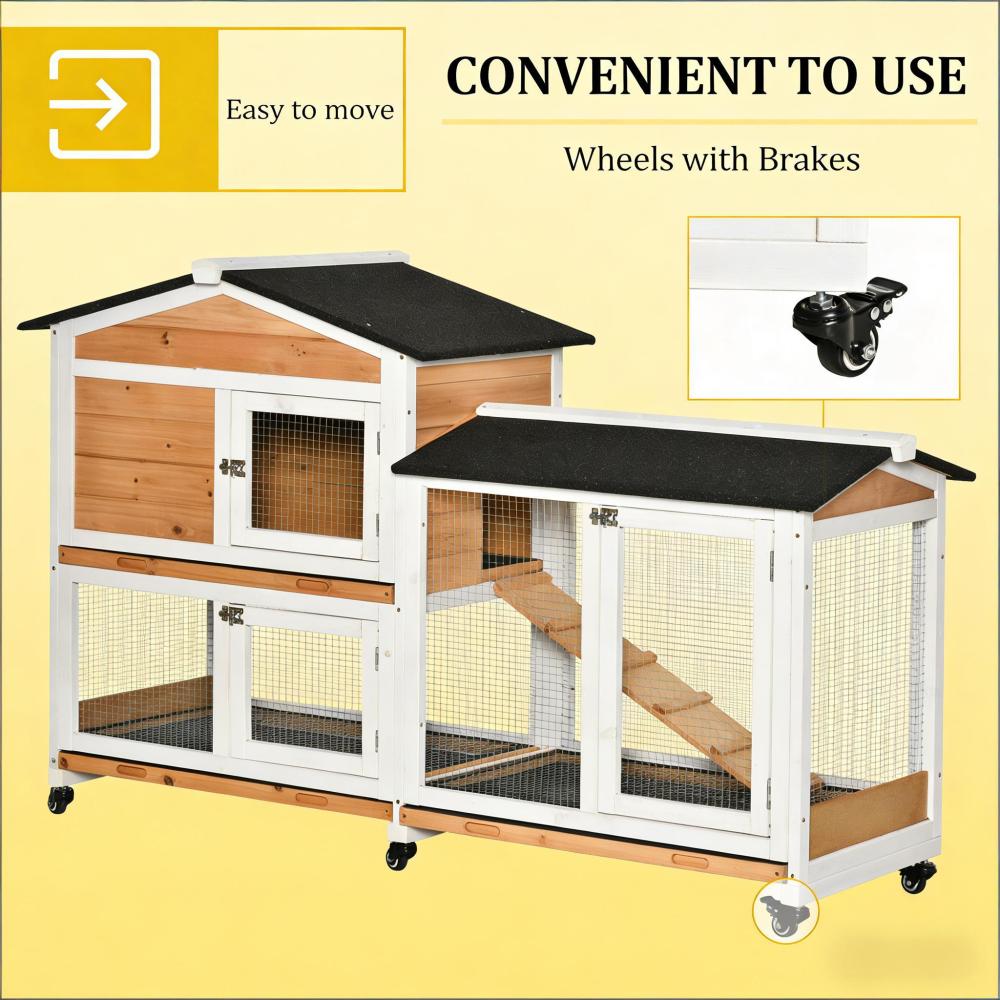 Pet Hutch,Mobile Wooden Rabbit Hutch