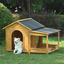 60.2" Large Outdoor Dog House with Insulated Liner for Winter Waterproof Dog Kennel for Medium & Large Dogs, Dog House with Porch and Asphalt Roof and Elevated Floor, Nature