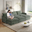 Corduroy fabric 3-seater comfortable cloud sofa with 3 movable footrests for living room, oversized deep-seat recliner, upholstered large-size deep-seat sofa with 3 cushions