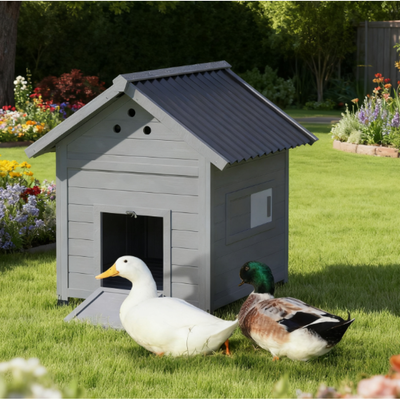 Wooden Pet House with Openable Roof & Double Doors, Light Gray