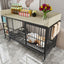 Large pet cage with storage rack, drawers with stainless steel food and water basin, made of iron frame and MDF material, sturdy, exquisite, and practical (black+beige)