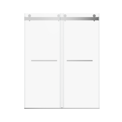 Frameless Double Sliding Soft-Close Shower Door in Chrome with Tempered Glass, Adjustable 56-60 inches W x 76 inches H