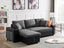 Artemax 92.5 inchLinen Reversible Sleeper Sectional Sofa with storage and 2 stools Steel Gray