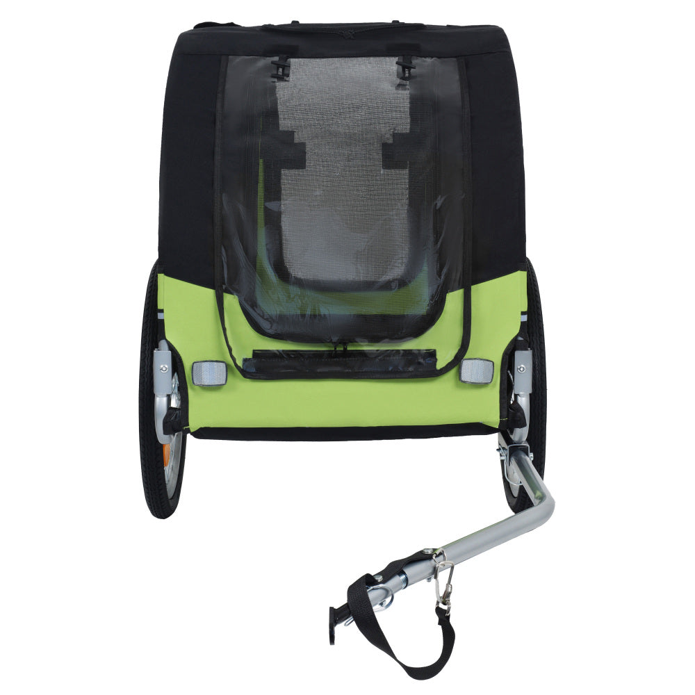 Large Folding Bike Trailer for Dogs – 66LB Capacity All-Terrain Pet Carrier, Durable Steel Frame for Cycling, Jogging, Camping & Outdoor Adventures, Black- Green