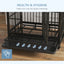 PawHut 36" Heavy Duty Dog Crate Metal Cage Kennel with Lockable Wheels, Double Door and Removable Tray, Gray
