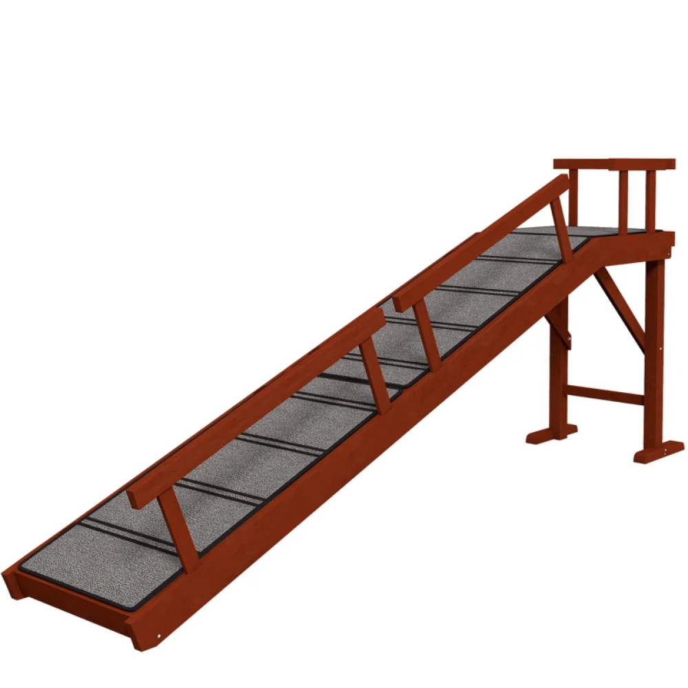 Wooden Dog Ramp with Removable Guardrails, Non-Slip Surface, Brown