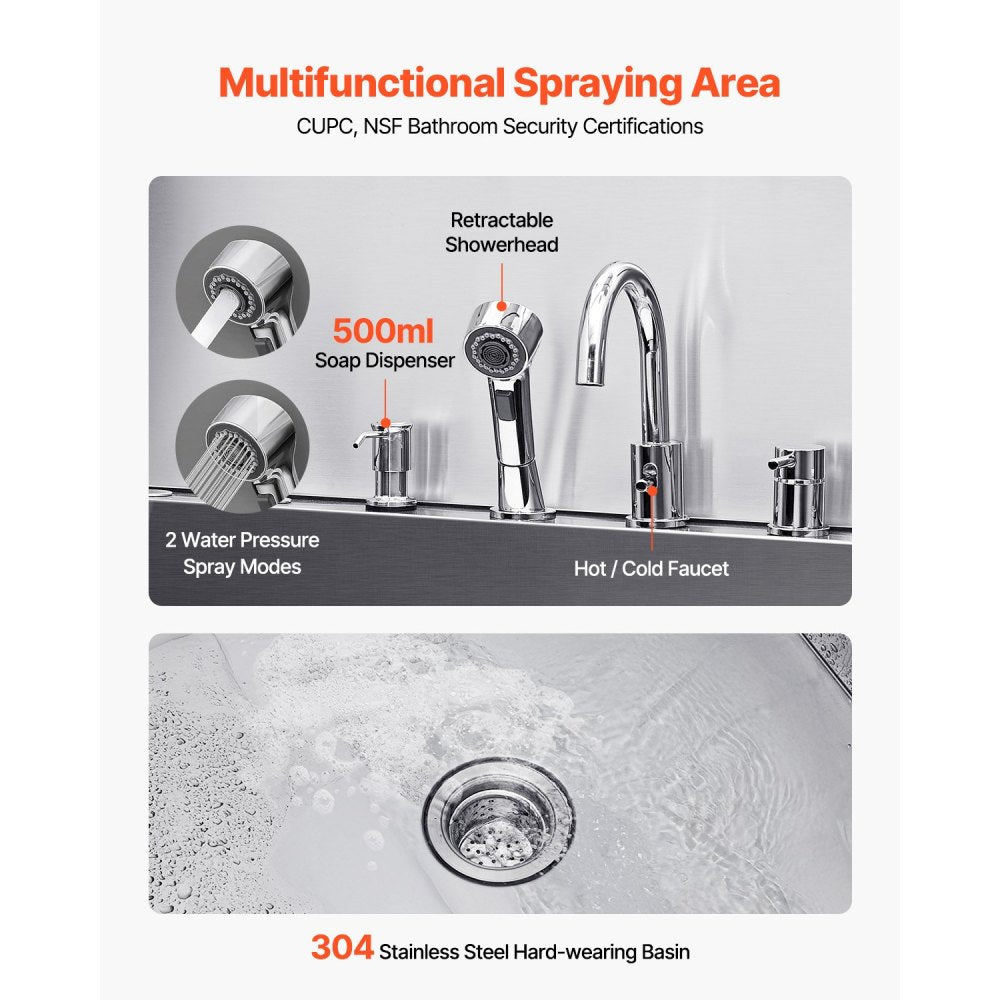 61 Inch Dog Grooming Bath Tub Stainless Steel w Ramp Water Filter