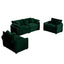 Warm and Cozy Home Theater Sofa Set with Soft Cushions in Green Corduroy Fabric, 2-Seater and Two Singles