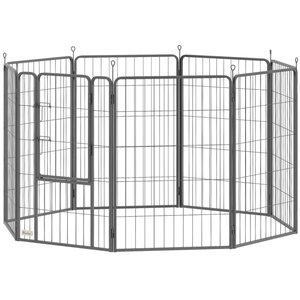 39 Inch Exercise Pen, 8 Panel Metal Pet Fence for Medium and Large Dogs, Black