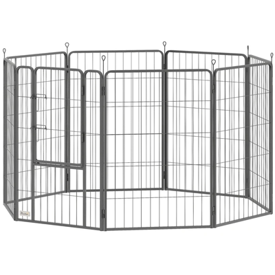 39 Inch Exercise Pen, 8 Panel Metal Pet Fence for Medium and Large Dogs, Black