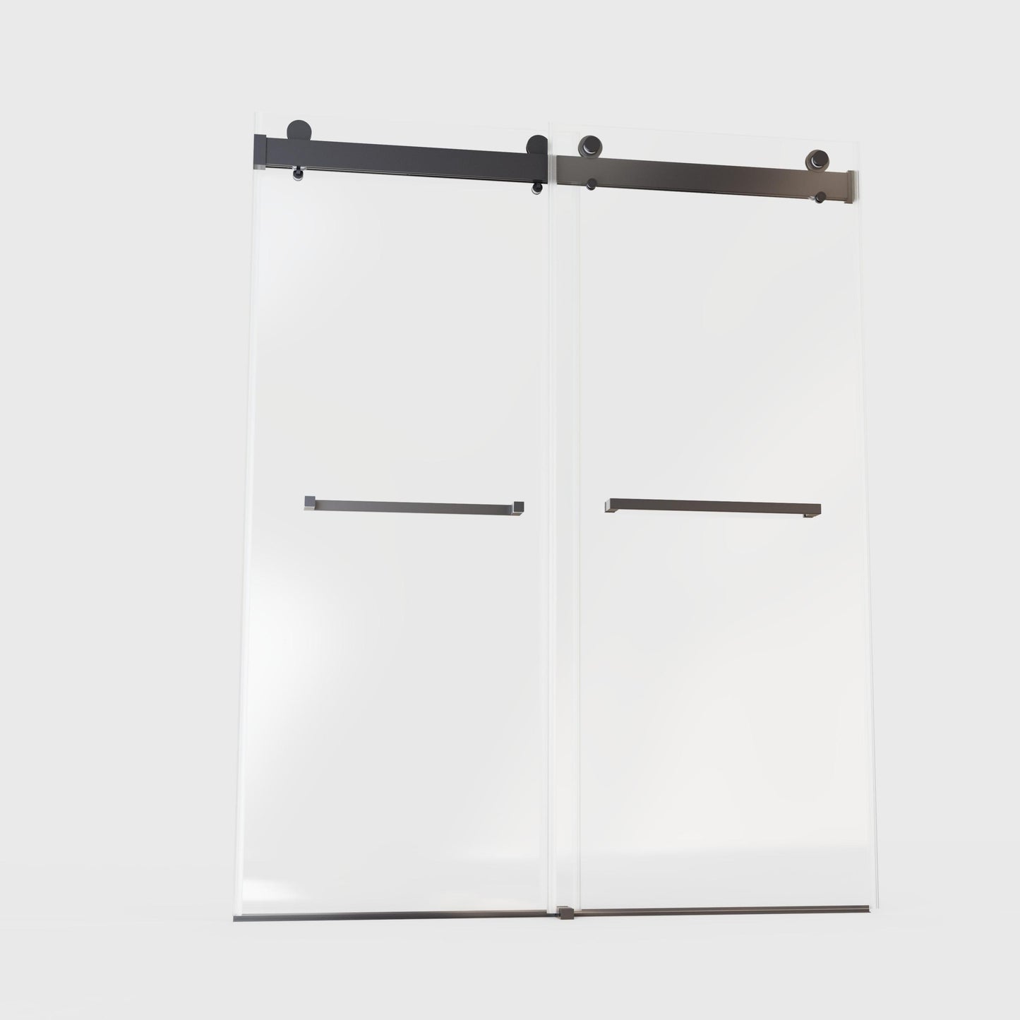 Frameless Double Sliding Soft-Close Shower Door with Matte Black Finish and 3/8 inches Tempered Glass, 56-60 inches W x 76 inches H