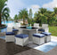 Paitalyi 9PCs Blue Fabric & Wicker Bistro Set