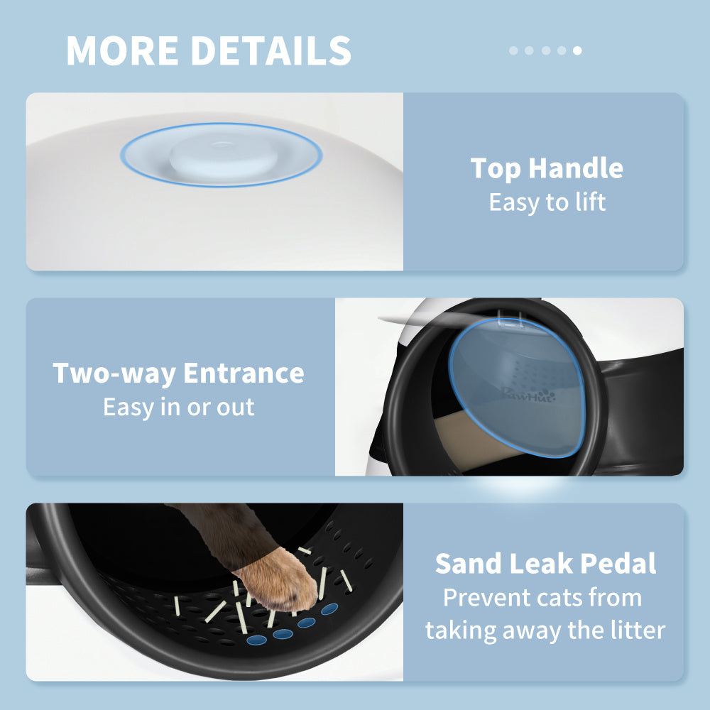 PawHut Cat Litter Box with Lid, Covered Litter Box w/ High Sides, Air Freshener, Large Two-Way Entrance Kitty Litter Box, Foldable, Easy Clean, White, and Black