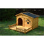 48" Wooden Dog House Outdoor with Porch, Dog Kennel with Water-Resistant Asphalt Roof and Fencing,Indoor & Outdoor Dog Crate with Paw Print, Medium, Nature