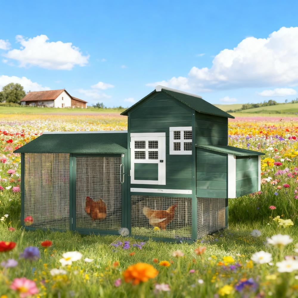 Chicken coop 124" Dual Chicken Coop Wooden Large Chicken House Rabbit Hutch Hen Poultry Cage Backyard