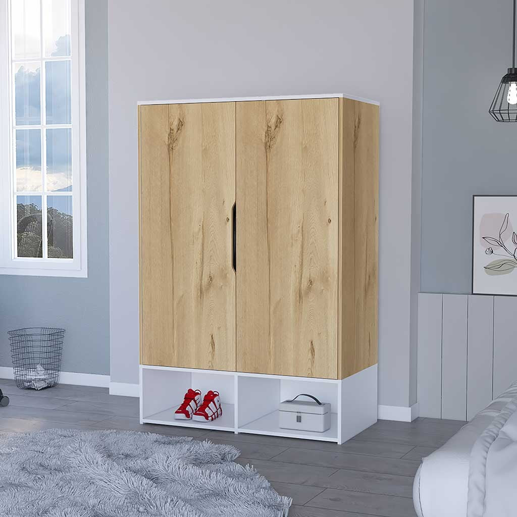 Rose Double Door Armoire, Hanging Rod, Seven Shelves