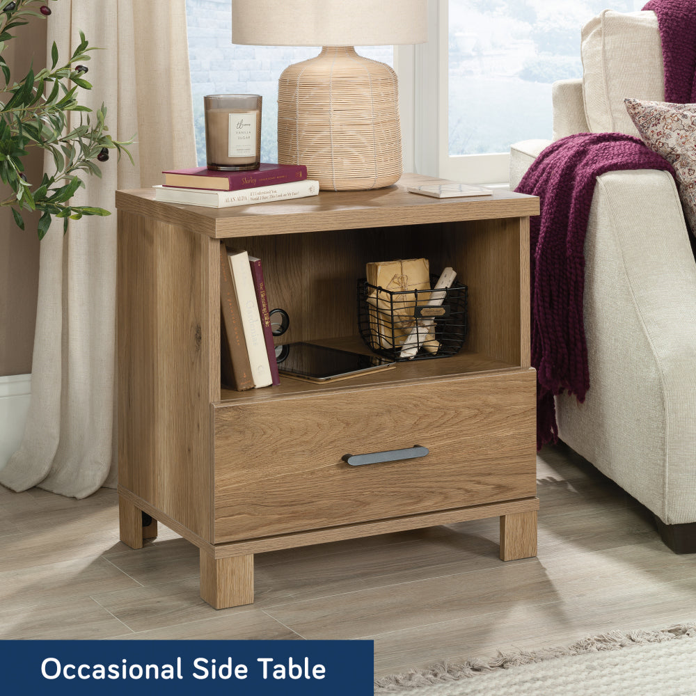 SunJet Country Nightstand with 1 Drawer and Open Shelf, Brown finish