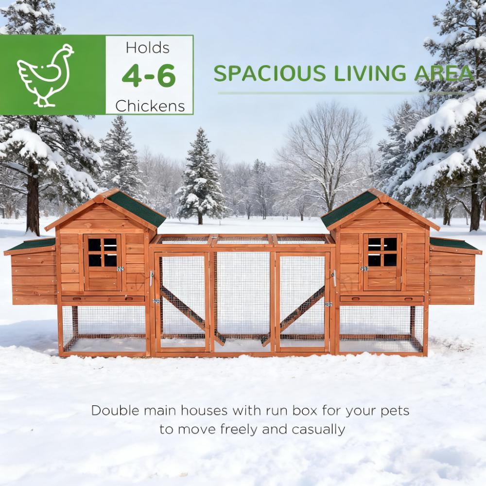 Chicken coop 124" Dual Chicken Coop Wooden Large Chicken House Rabbit Hutch Hen Poultry Cage Backyard