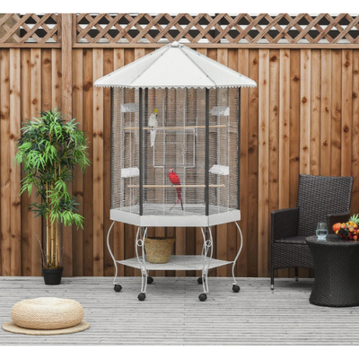 Flight Bird Cage Hexagon Covered Canopy Portable Aviary
