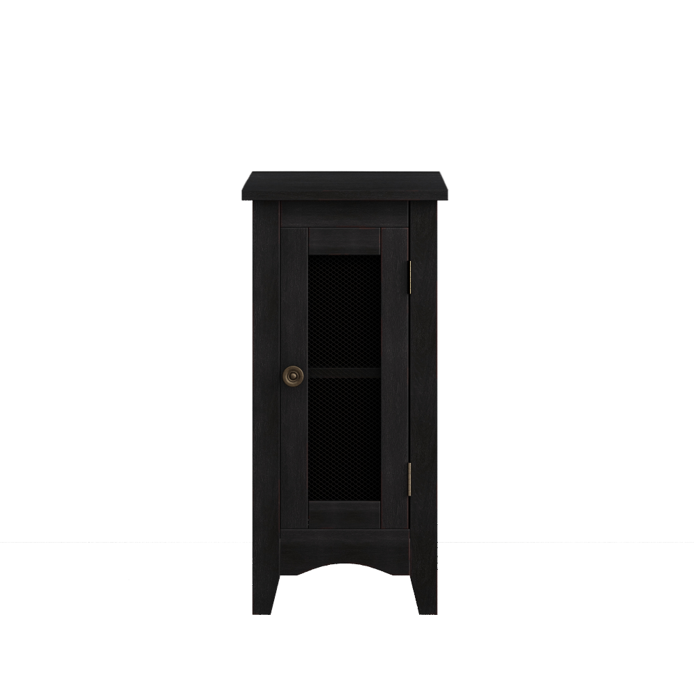 SunJet Rectangle Narrow Accent Side Table, Solid Black Veneer, 11.75 in. W x 21.75 in. L x 24.25 in. H
