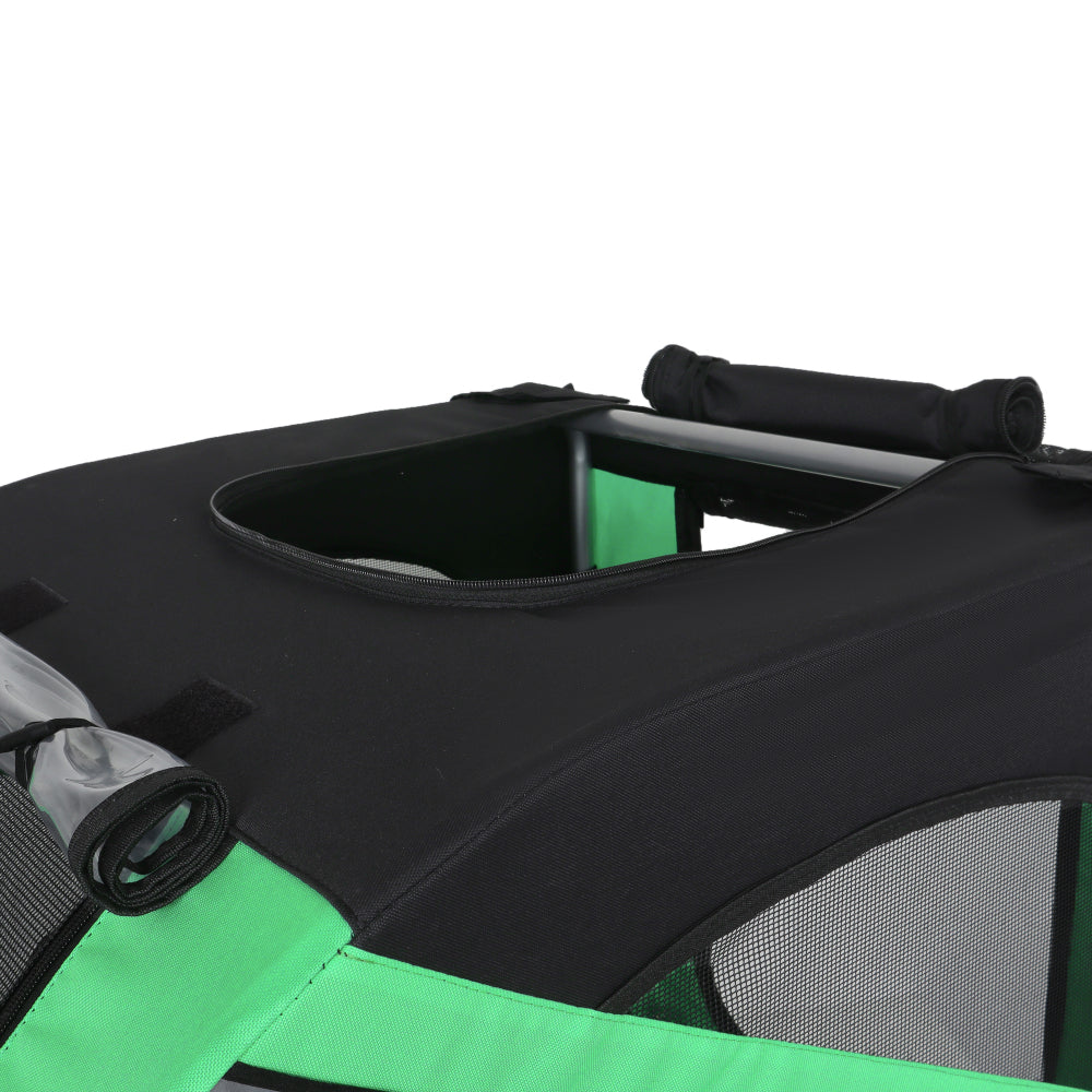 Large Folding Bike Trailer for Dogs – 100LB Capacity All-Terrain Pet Carrier, Durable Steel Frame for Cycling, Jogging, Camping & Outdoor Adventures, Black- Green