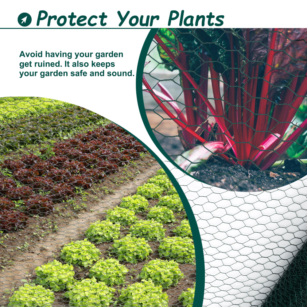 60M Large Size Galvanized Hexagonal Floral Green Chicken Wire, Outdoor Anti-Rust Chicken Wire Poultry Netting for Garden, Large Chicken Coop Wire Fencing