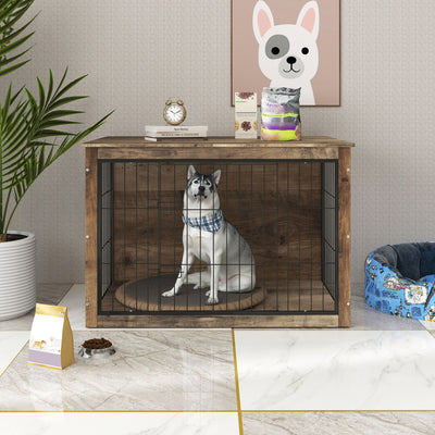 Dog Crate Furniture ,Wooden Dog Crate with Double Doors, Dog Furniture, Indoor Dog Kennel,