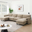 [VIDEO Provided] 140' Modular Sectional Sofa, U-Shape with 31.5' Extra-Wide Seat Cushion, USB and Type-C Charger, Phone Holder and 2 Side Storage Pockets, Free Movement Ottoman, Striped Chenille