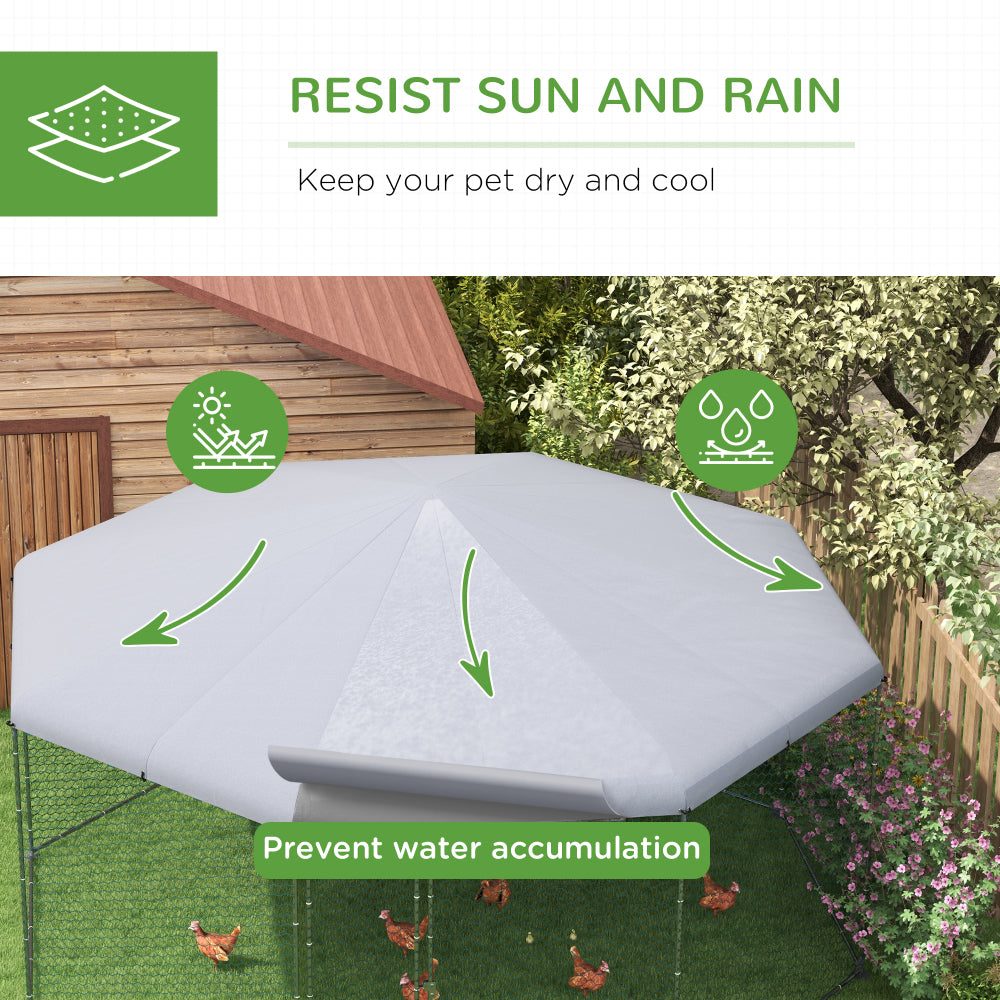 PawHut Large Metal Chicken Coop Chicken Run for Chicken, Ducks and Rabbits with Waterproof and Anti-UV Cover, Walk-in Poultry Cage Hen House for Outdoor and Yard Farm Use, 17' x 15.7' x 9'