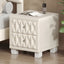 SunJet  Elegant Velvet Nightstand with 2 Drawers and Crystal Handle, Storage Bedside Table with Button-Tufted, Beige