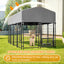 Dog Kennel Outdoor with Roof, 4.23'x7.81'x4.83' Welded Wire Enclosure, Heavy Duty Dog Crate with UV-Resistant Waterproof Cover, Double Lock & Rotating Feeder for Medium/Large Dogs