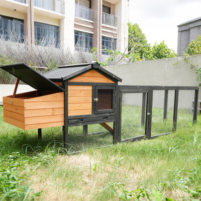 Wooden Chicken Coop, Large Outdoor Hen House with Nesting Box Poultry Cage, Rabbit Hutch Bunny Cage , Waterproof for Outdoor Backyard