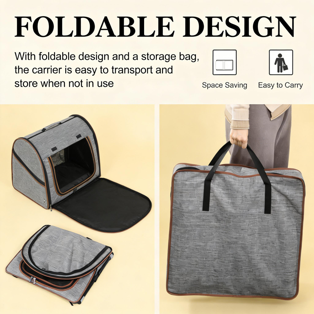 Travel Pet Crate,Portable Soft-Sided Cat Carrier Bag