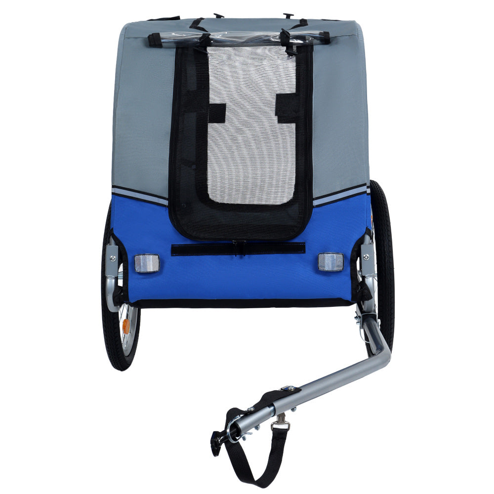 Large Folding Bike Trailer for Dogs – 66LB Capacity All-Terrain Pet Carrier, Durable Steel Frame for Cycling, Jogging, Camping & Outdoor Adventures, Blue- Grey