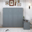 Queen Size Wall Murphy Bed with Desk and Storage Shelves and Big Cabinets, Gray