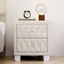 SunJet  Elegant Velvet Nightstand with 2 Drawers and Crystal Handle, Storage Bedside Table with Button-Tufted, Beige