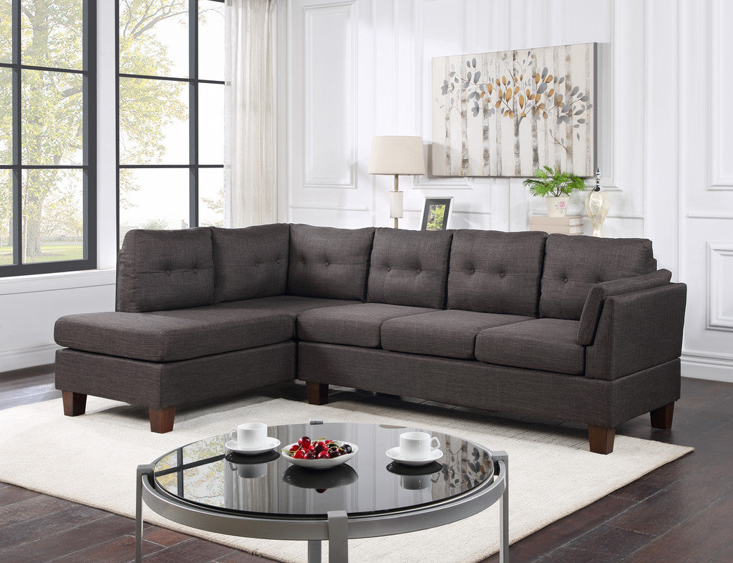 Dalia 97' Dark Gray Linen Modern Sectional Sofa with Left Facing Chaise