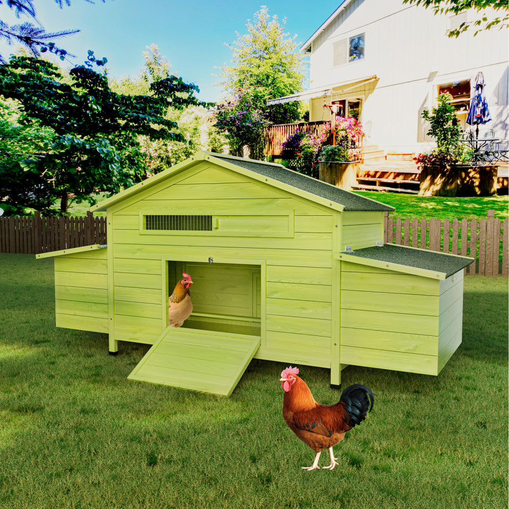 11.12 ft² Large Wooden Chicken Coop with 2 Free-Range Doors, 2 Nesting Boxes & Perch – Outdoor Hen House Poultry Cage