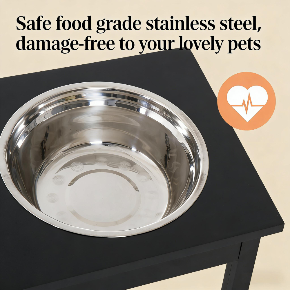 Black Pet Feeder Stand,Wooden Dog Food Bowls Stand