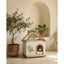 Transparent Roof Pet House with Floral Carving  FSC-Certified Cedar Indoor Shelter for Cats & Small Dogs 24*22*32